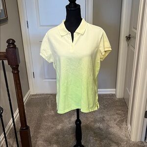 GAP Soft Yellow Gradient Green Short Sleeve Polo